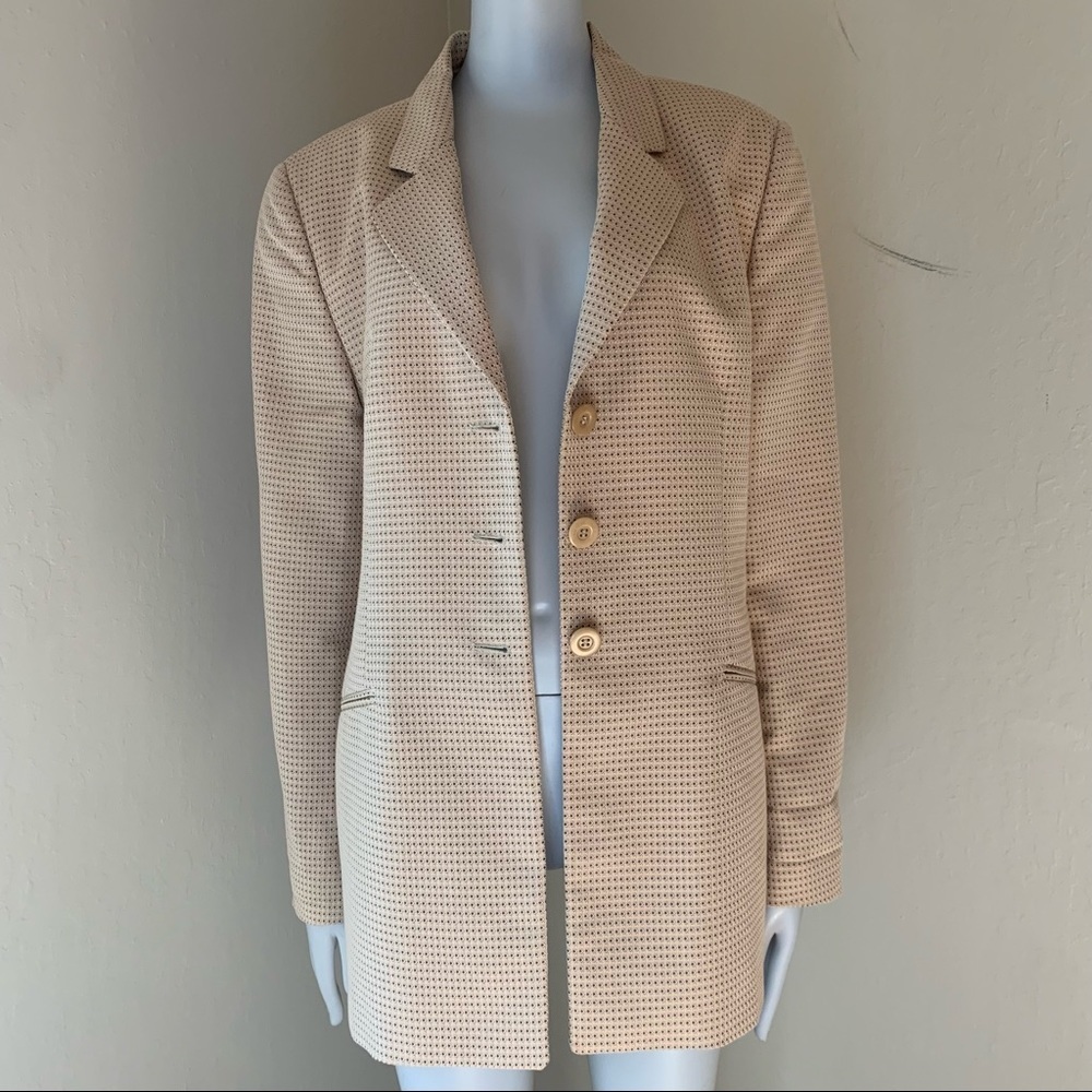 New ZANELLA Amanda Cotton Blend Woven Tan Blazer Made in Italy Career Tailored - Picture 12 of 15